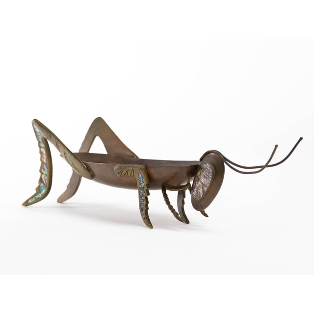 Mexican Copper Brass and Abalone Grasshopper Centerpiece Sculpture For Sale In New York - Image 6 of 11