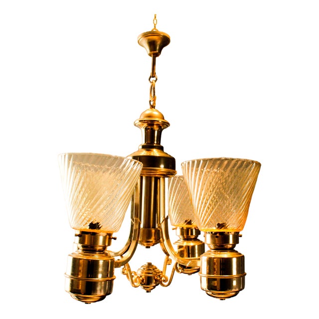 Art Deco Italian Murano Glass Chandelier, 1940s For Sale