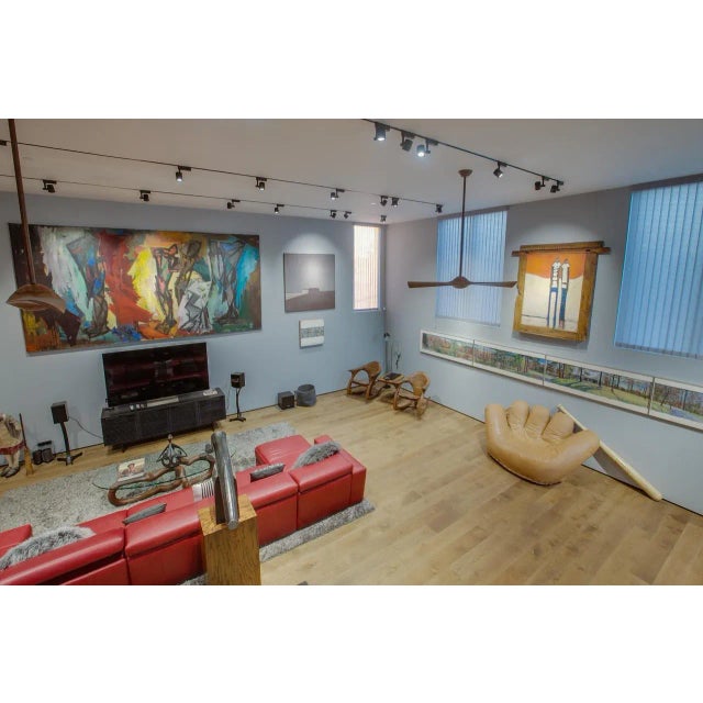 Burgundy Red Leather Sectional Reclining Sofa For Sale - Image 4 of 5