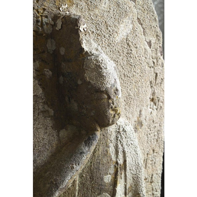 Japanese Antique Japanese Stone Buddha Statue of Nyoirin Kannon (Seated) / Edo Period / Created in 1731 For Sale - Image 3 of 12