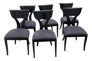 1980s Postmodern Pietro Costantini "Corfu" Black Lacquer Dining Chairs - Set of 6