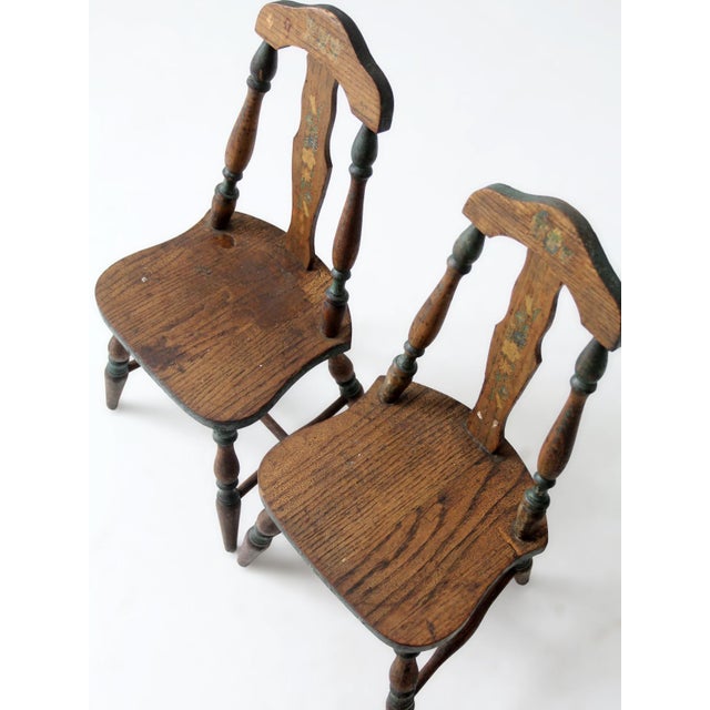 Vintage Painted Wood Children's Chair Pair For Sale - Image 6 of 14