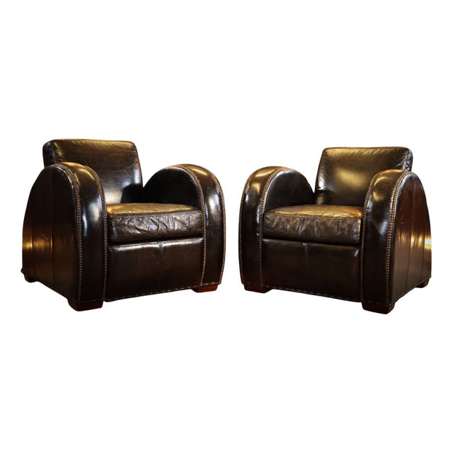 Rockefeller Leather Chairs by Timothy Oulton, 2010s For Sale