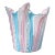 Murano Fratelli Toso Vintage Pink White Blue Italian Art Glass Decorative Fazzoletto Flower Vase For Sale