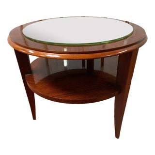 Art Deco Mahogany Pedestal Table with Mirrored Top For Sale