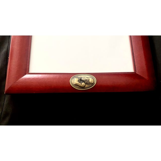 Vintage Burnes of Boston Cherry Wood 8x10 Frame With Brass Baby Shoes Motif Excellent Condition. For Sale - Image 10 of 15