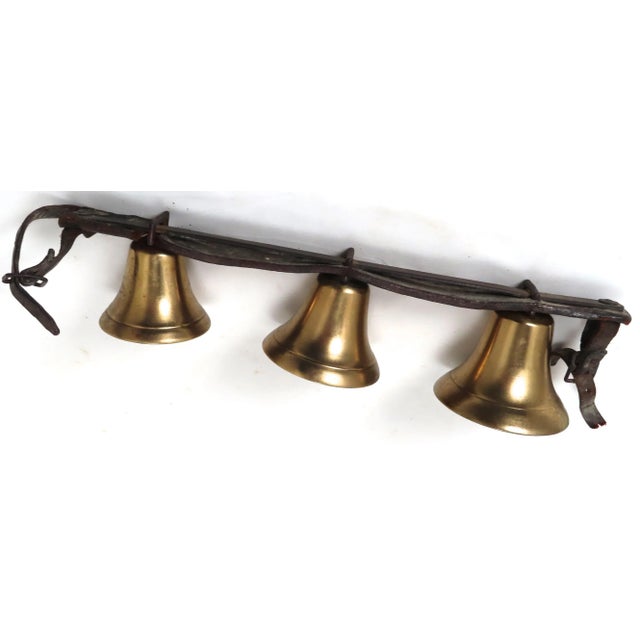 This Really is an Exceptionally Nice Original Rack of 3 Antique American Horse Drawn Winter Snow Sleigh Bells. American in...