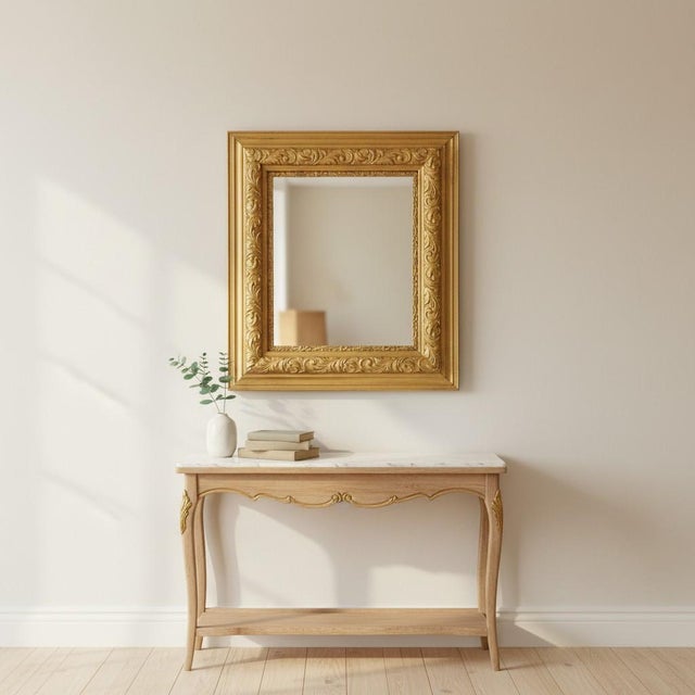 Antique Gilded Gold Mirror-Ornate Victorian Frame-Wall-Vintage-Carved-French For Sale - Image 6 of 11