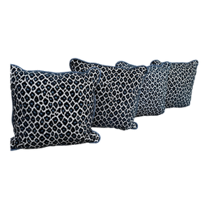 Set of 4 Blue Two-Tone Leopard Pillows