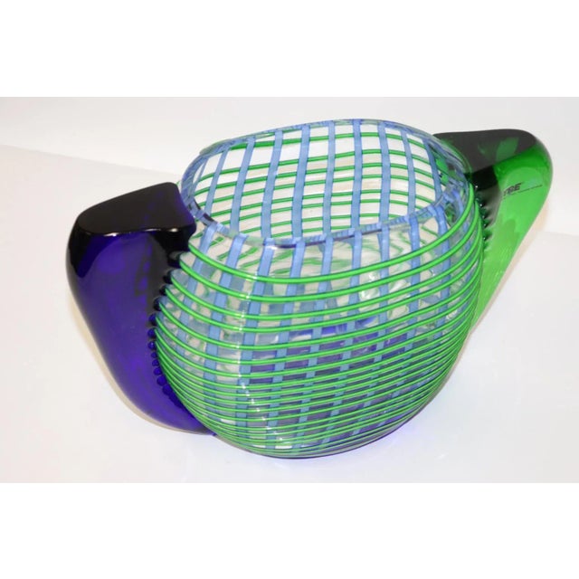 Glass Mid-Century Modern Green and Blue Murano Glass Vase For Sale - Image 7 of 13