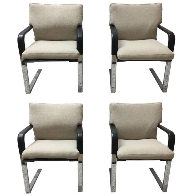 Matteo Grassi Stitched Leather and Chrome Dining Chairs - Set of 4 For Sale - Image 15 of 18