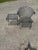 Vintage Wrought Iron Garden and Patio Furniture Four Piece Set Featuring Barrel Back Chairs and Bench With End Table For Sale - Image 9 of 10
