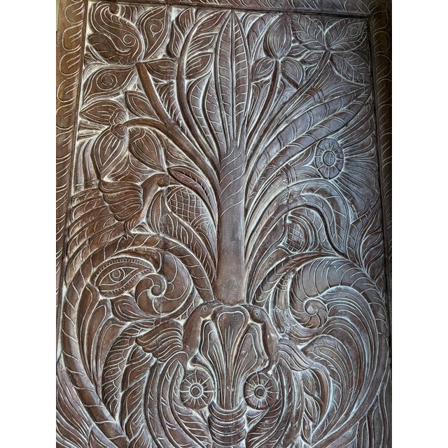 Kalpavriksha Tree of Life Carved Wood Door – Vintage Sliding Barn Door Wall Panel 84x36 For Sale - Image 4 of 6