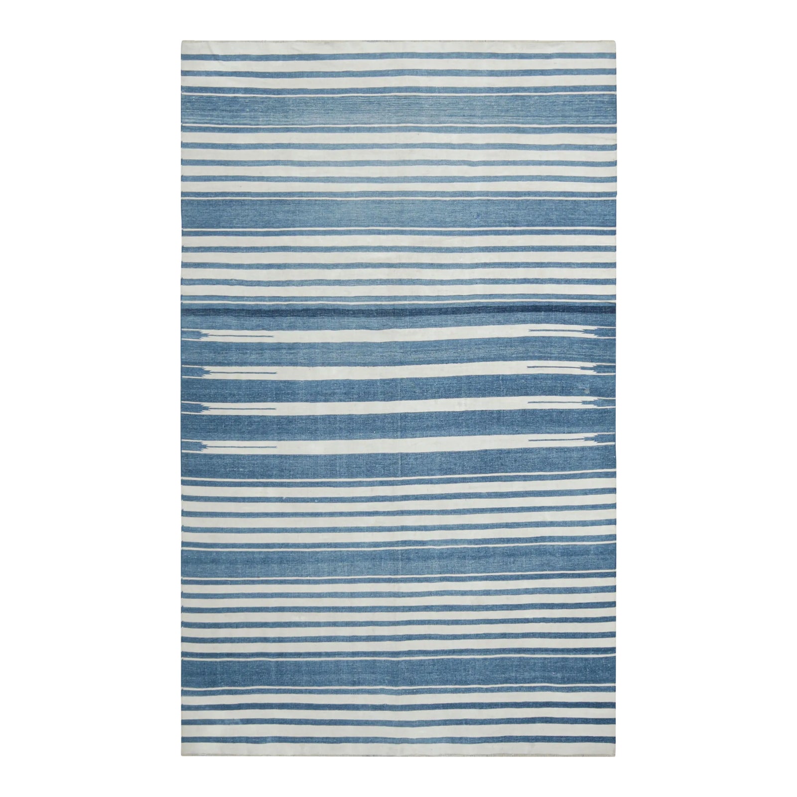 Rug & Kilim's Contemporary Dhurrie Rug With Blue and Off-White