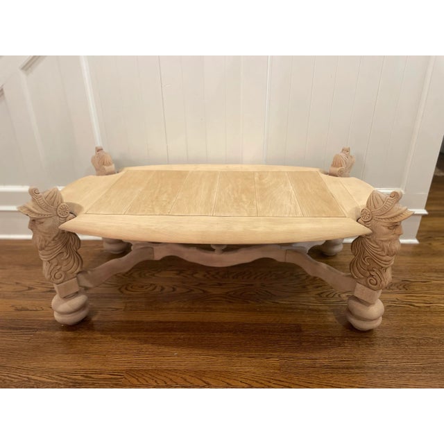 French Bleached Oak Coffee Table From Estate in France, British Colonial Style - 20th Century For Sale - Image 4 of 12