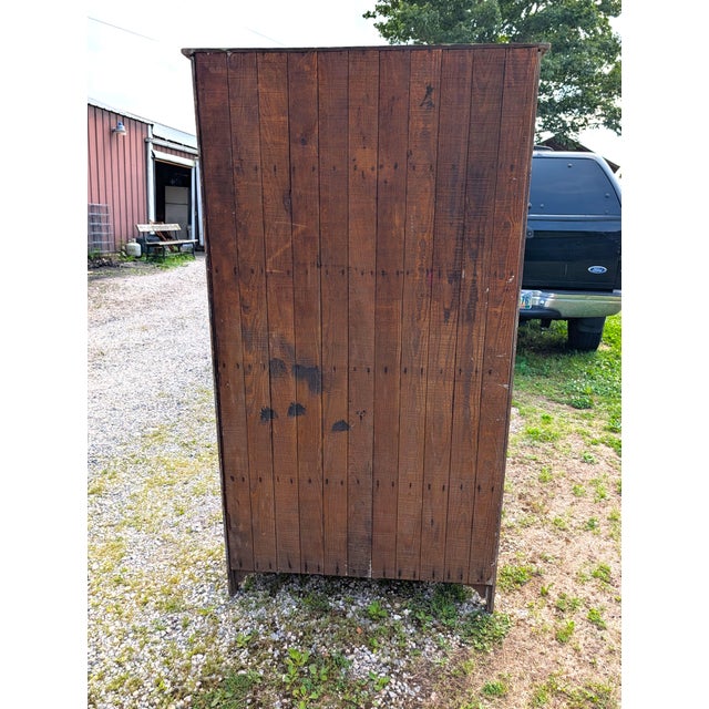 Antique Oak Flat Wall Pie Safe Cupboard W Pierced Tin Panel Bottom 1900s 1 Piece For Sale - Image 18 of 18