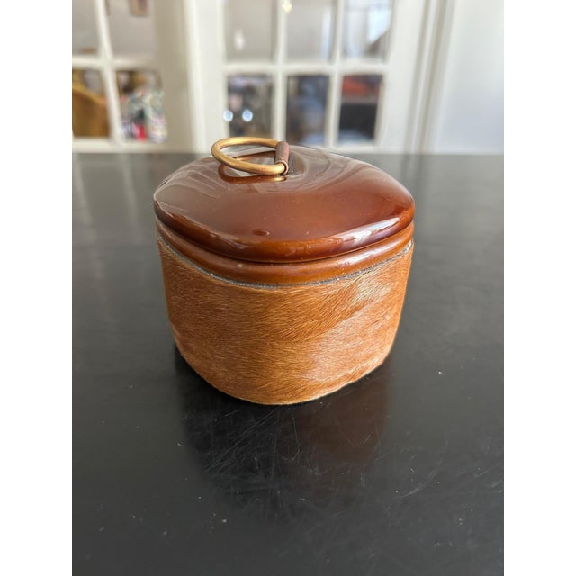 Animal Skin Ceramic and Leather Box from Longchamp, 1950s For Sale - Image 7 of 11