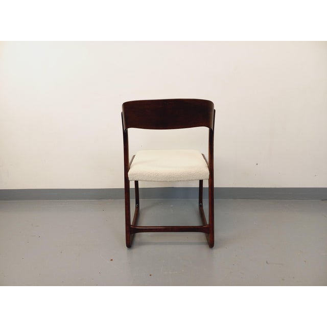Wood Vintage Sleigh Chair in Wood and Bouclé Fabric from Baumann, 1960s For Sale - Image 7 of 13