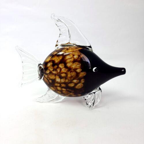 Brown Early 21st Century Tortoiseshell Art Glass Fish Sculpture For Sale - Image 8 of 8