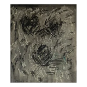 David Rankin, Australian Abstract Expressionist Gouache Painting Charcoal on Shaped Paper, 1990