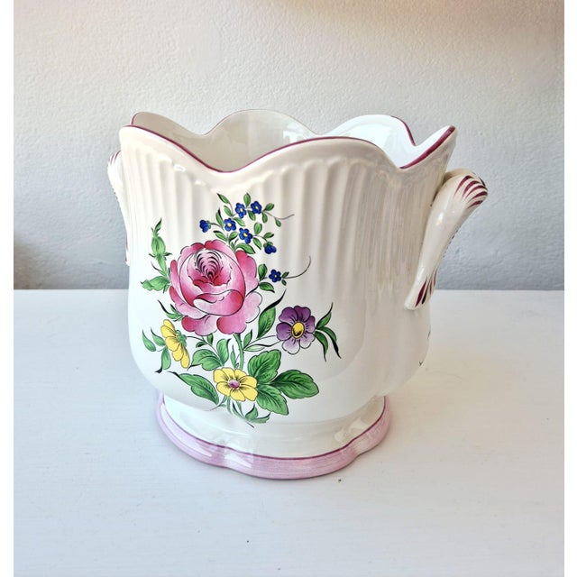 Mid-Century French Ceramic Cachepot by Luneville, 1950s For Sale - Image 4 of 7