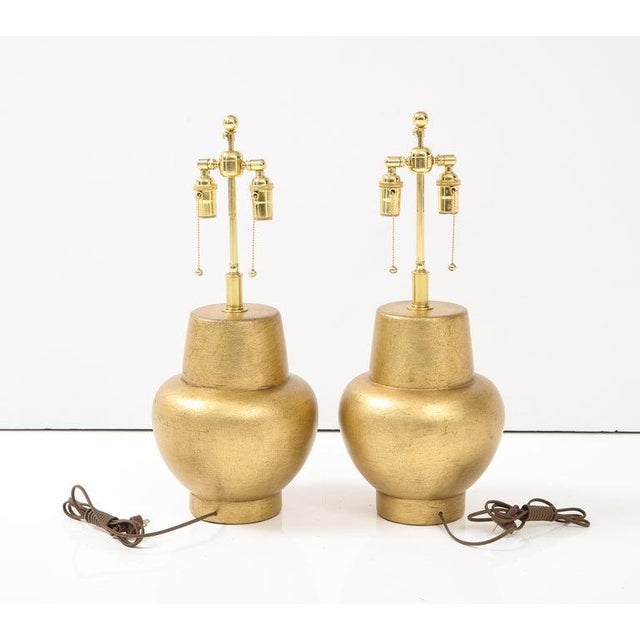 Pair of James Mont Design Gilt Leafed Lamps For Sale - Image 11 of 12