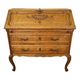 Vintage French Louis Oak Secretaire For Sale