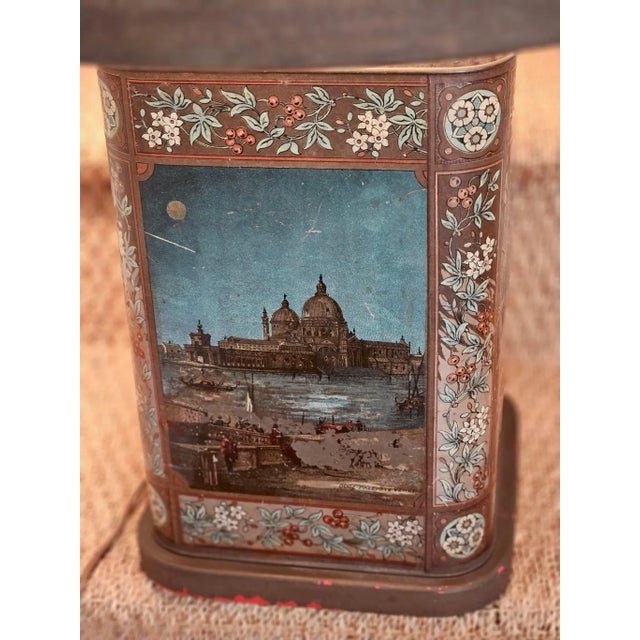 Rustic European Early 19th Century Tole Lamp and Shade For Sale - Image 3 of 6