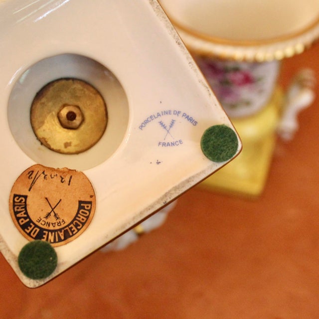 Pair of Paris Porcelain Yellow Glazed and Gilt Urns For Sale - Image 13 of 13