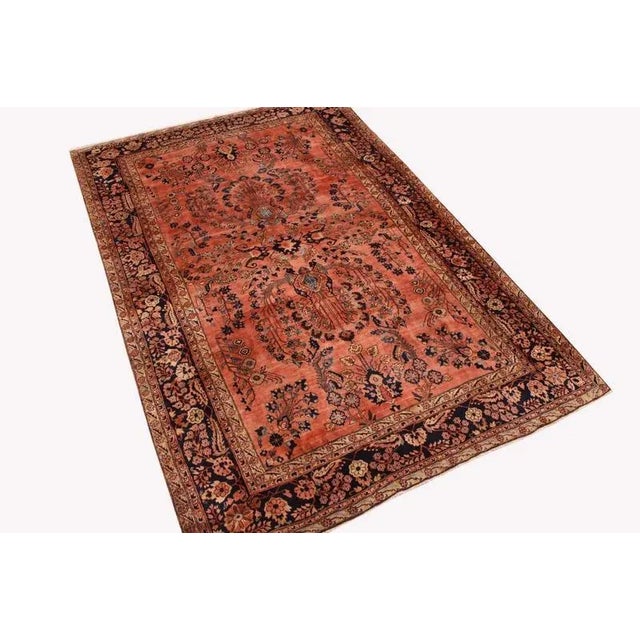 Antique Middle Eastern Rug, American Sarouk | Knot density: 400.000 knots/m² | Pattern: Colorful leaf and floral motifs |...