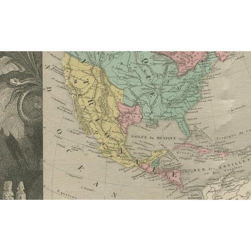 Antique Map of North America with Texas Republic by Levasseur, 1845 For Sale - Image 4 of 11
