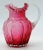 Victorian Antique Cranberry Optic-Ribbed Pitcher With Ruffled Rim, C. 1880 For Sale - Image 3 of 8