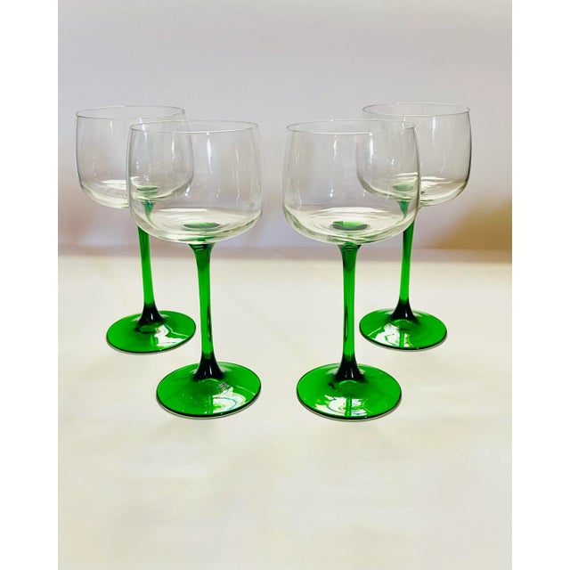 Cristal d' Arques 1990s Cristal D’Arques Emerald Wine Glasses- Set of 4 For Sale - Image 4 of 11