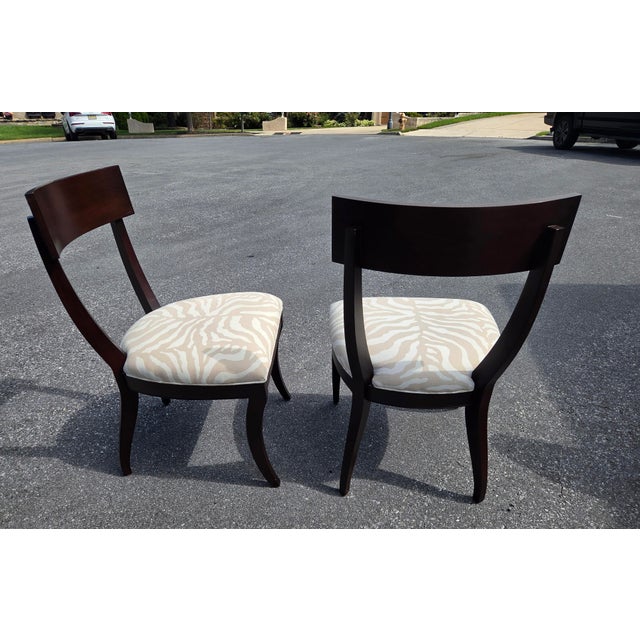Pair of Ethan Allen Hathaway Klismos Dining Side Chairs Zebra Print French Regency 1990s For Sale - Image 10 of 13