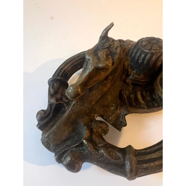 Solid Bronze Sculptural Brass Horse Head Door Knocker For Sale - Image 9 of 10