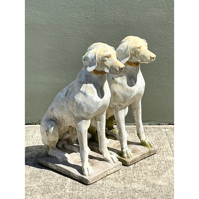 Sculpture Materials Vintage Cast Concrete Dogs - A Pair For Sale - Image 7 of 12