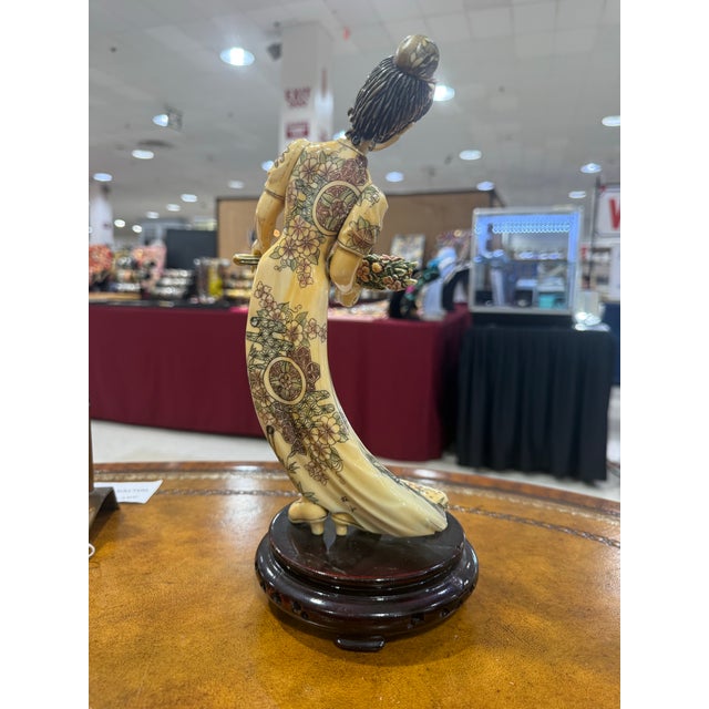 Geise Ivory Kimono Finely Worked With Floral Motifs Early 20th Century For Sale - Image 4 of 8