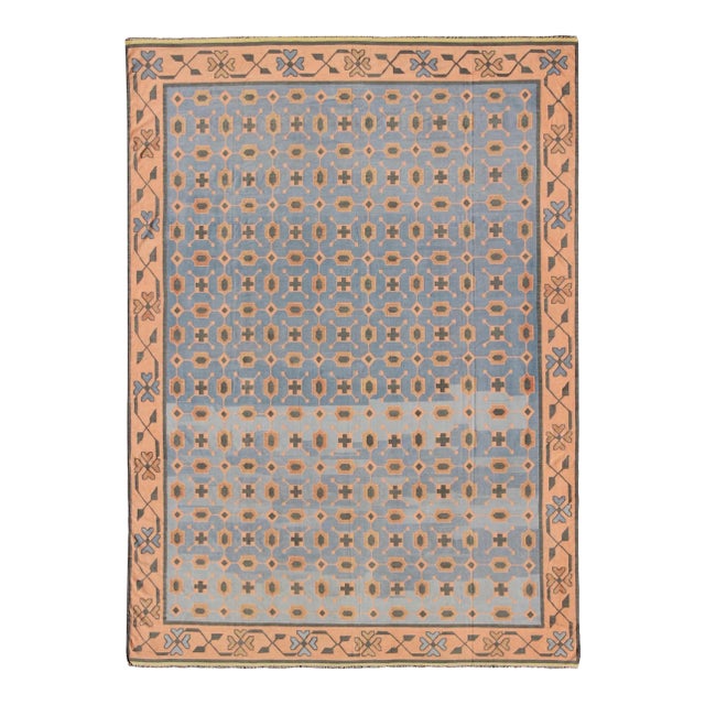 Multicolored Vintage Indian Cotton Dhurrie Rug With All-Over Geometric Design For Sale
