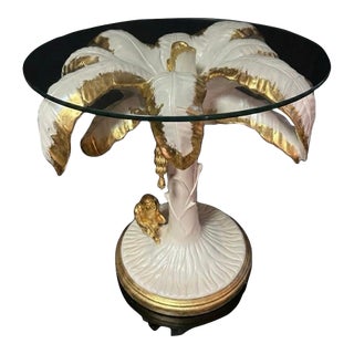 Late 20th Century Palm Beach Regency Parcel Gilt Monkey and Palm Tree Dining Table -Newly Painted For Sale