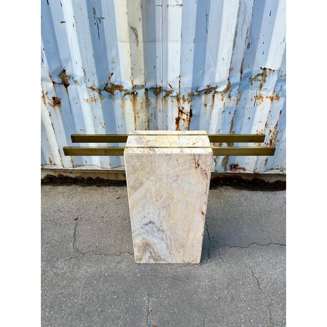 Postmodern Marble and Brass Console Table in the Artedi Style. Circa 1980s For Sale - Image 9 of 12