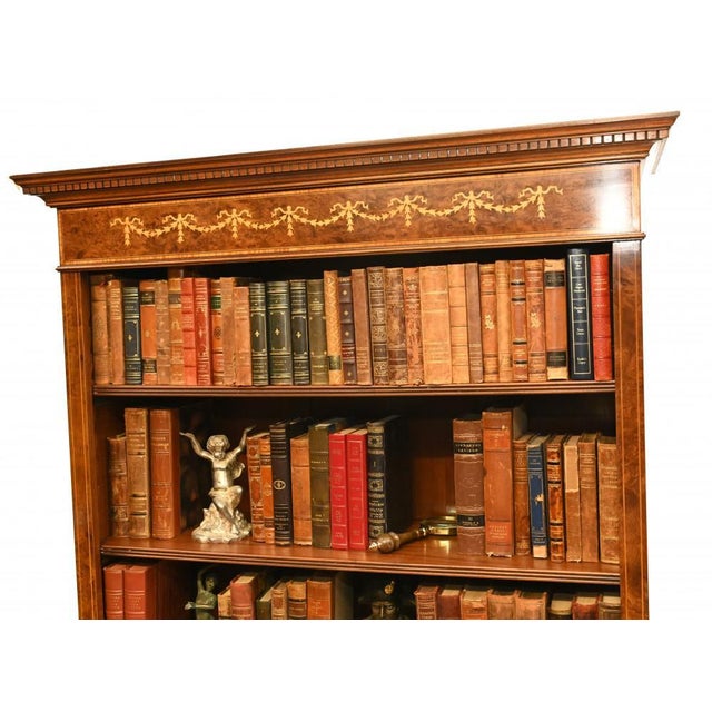 Regency Sheraton Open Front Walnut Bookcases, Set of 2 For Sale - Image 9 of 15
