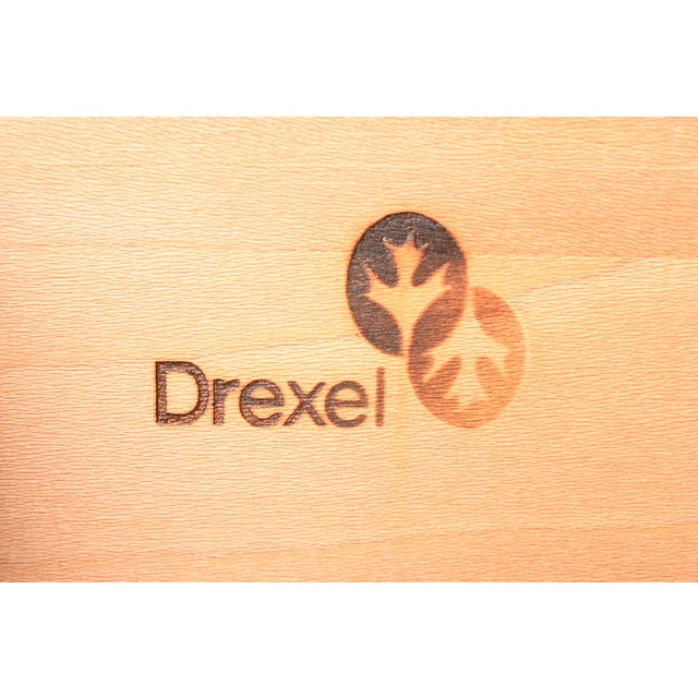 Wood Drexel Heritage Hollywood Regency Chinoiserie Burl Wood Armoire Dresser or Bar Cabinet, Circa 1970s For Sale - Image 7 of 11