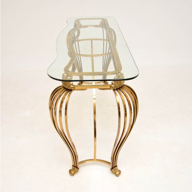 1960s Vintage Italian Brass and Glass Console Table, 1960s For Sale - Image 5 of 11