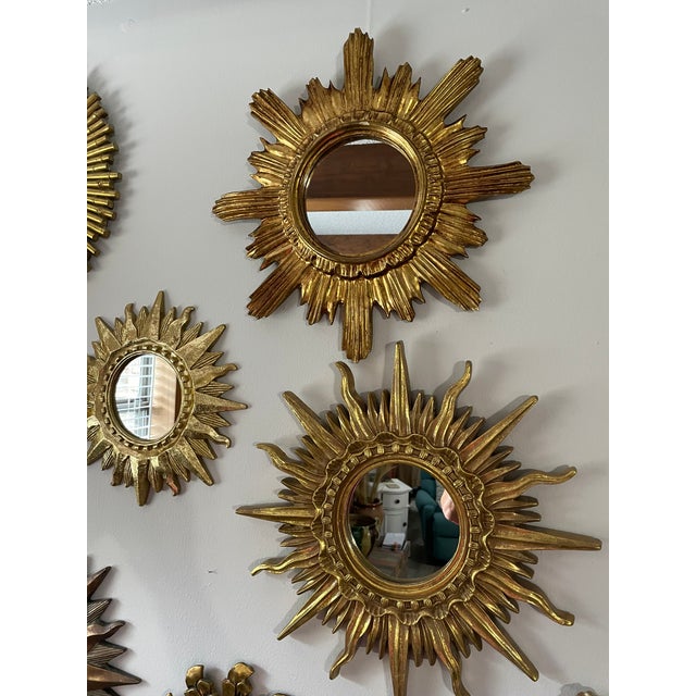 1960s Mid Century Italian Giltwood Sunburst Wall Mirror For Sale - Image 17 of 17