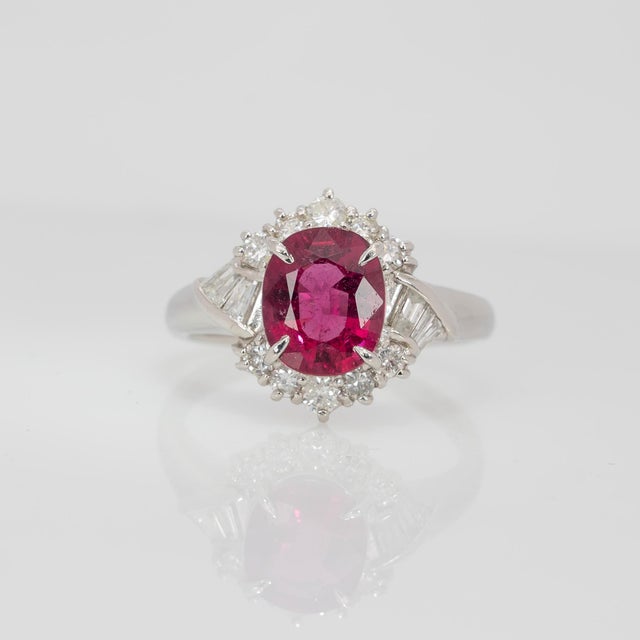 1.5ct Rubellite Garnet Ring With Natural Diamond Accent: Solid 14k Gold, , Size 6.75 For Sale - Image 4 of 10