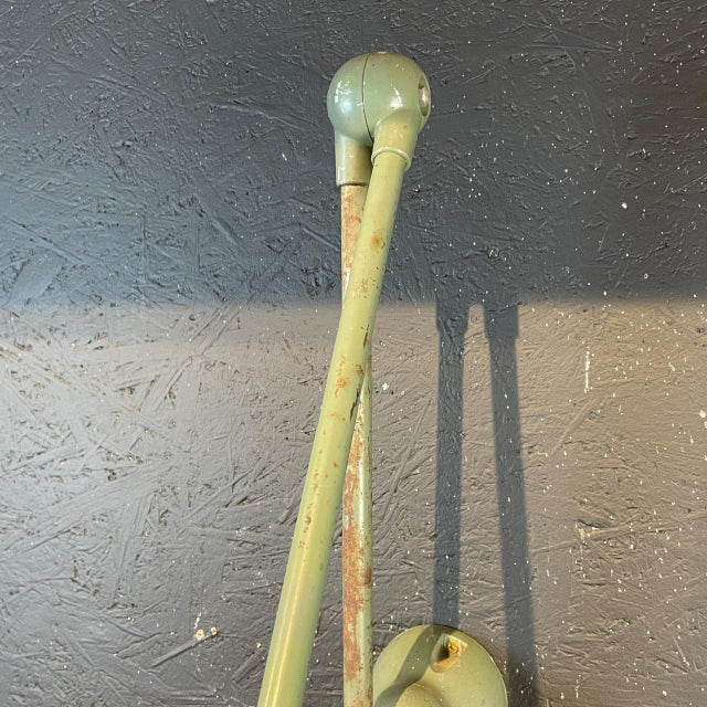 Vintage Jielde 2-Arm Wall Light in Green from Jean-Louis Domecq, 1950s For Sale - Image 3 of 8