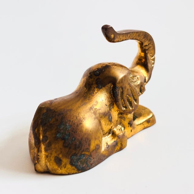 Small Vintage Brass Elephant For Sale In San Francisco - Image 6 of 8