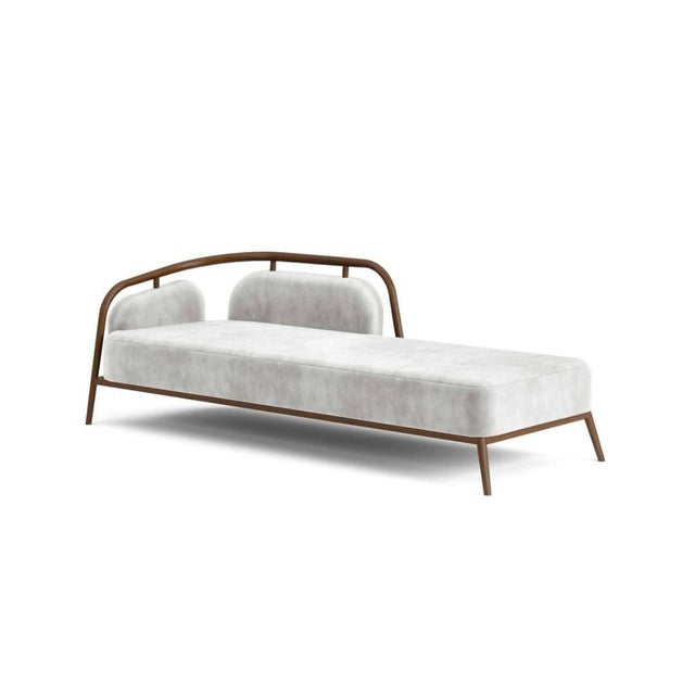 Wood Essex White Velvet Daybed by Javier Gomez For Sale - Image 7 of 7