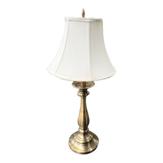 Vintage Stiffel Brass Table Lamp With Ivory Bell Shade For Sale