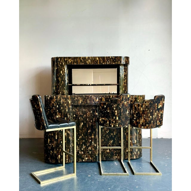 Vintage Boho Tessellated Horn Dry Bar Set of 5 For Sale - Image 13 of 14